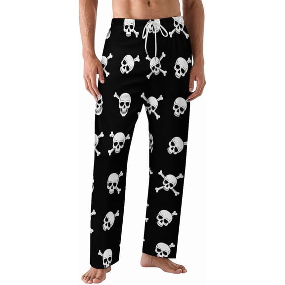 PRIYAL Pajama Pants for Men,Skull Crossbones Men's Sleepwear Bottoms,Lounge Pants