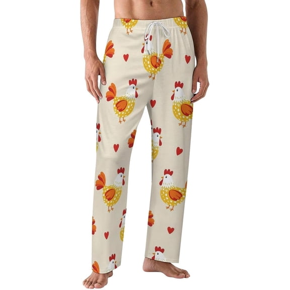 PRIYAL Pajamas Pants For Men Black Chicken Cartoon Pajama Bottoms Sleepwear Pj Pants