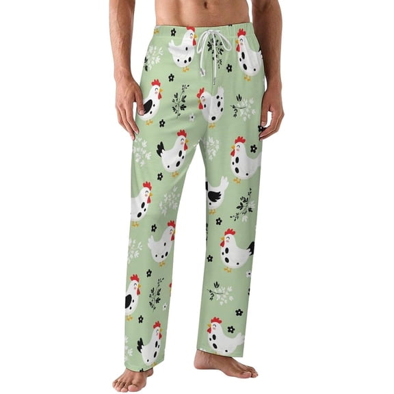 PRIYAL Pajamas Pants For Men Black Chicken Cartoon Pajama Bottoms Sleepwear Pj Pants