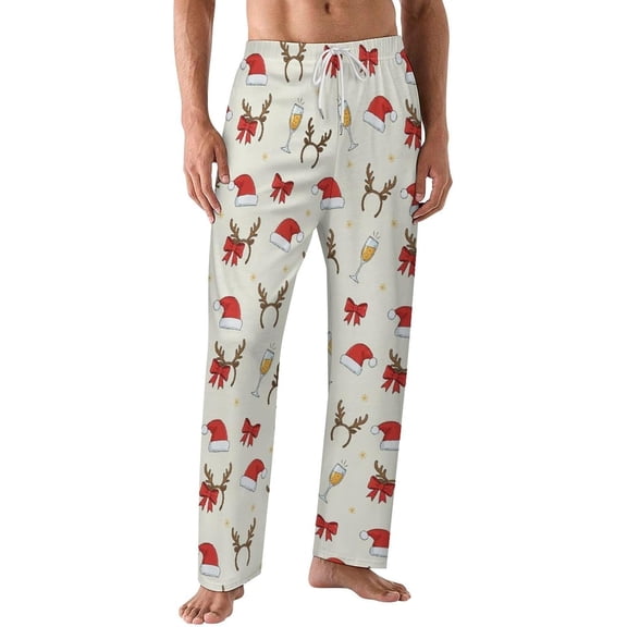 PRIYAL Pajamas Pants For Men Christmas Stockings Candy Canes Pajama Bottoms Sleepwear Pj Pants