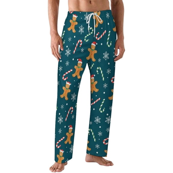 PRIYAL Pajamas Pants For Men Christmas Trees Gold Reindeers Pajama Bottoms Sleepwear Pj Pants