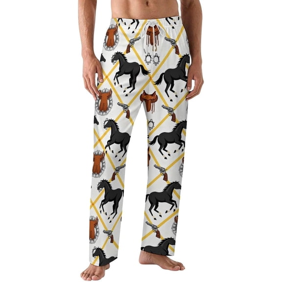 PRIYAL Pajamas Pants For Men Cowboy Boots Horses Stars Pajama Bottoms Sleepwear Pj Pants