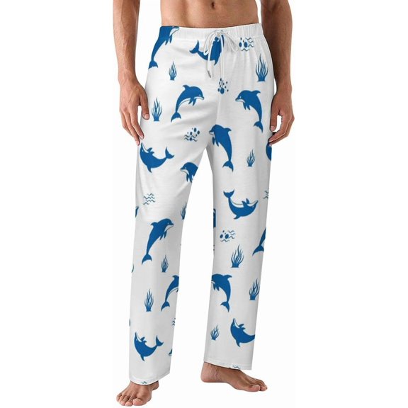 PRIYAL Pajamas Pants For Men Cute Blue Dolphins Pajama Bottoms Sleepwear Pj Pants
