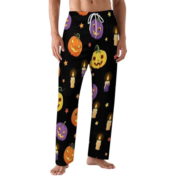 PRIYAL Pajamas Pants For Men Halloween Bones Pumpkin Pajama Bottoms Sleepwear Pj Pants