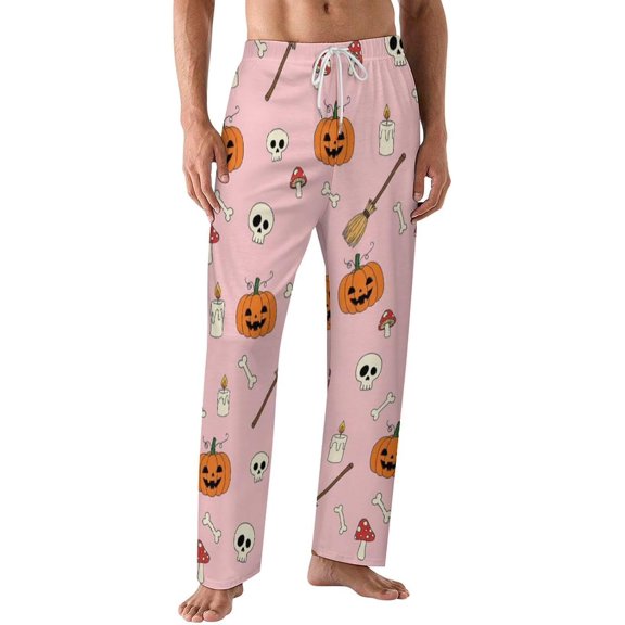 PRIYAL Pajamas Pants For Men Halloween Bones Pumpkin Pajama Bottoms Sleepwear Pj Pants