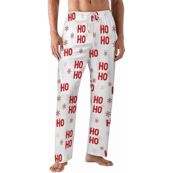 PRIYAL Pajamas Pants For Men Ho Ho Ho Snowflakes Pajama Bottoms Sleepwear Pj Pants