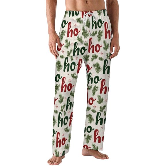 PRIYAL Pajamas Pants For Men Hoho Snowflakes Bells Pajama Bottoms Sleepwear Pj Pants