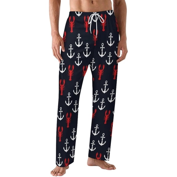 PRIYAL Pajamas Pants For Men Red Lobsters on Black Pajama Bottoms Sleepwear Pj Pants