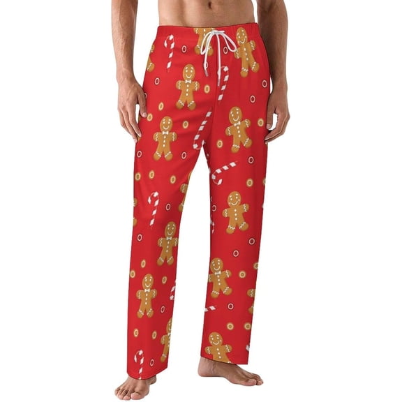 PRIYAL Pajamas Pants For Men Santa Claus Holly Pajama Bottoms Sleepwear Pj Pants