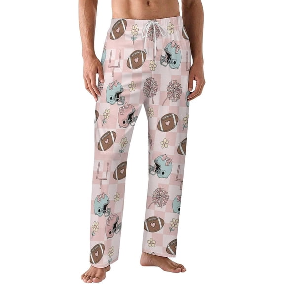 PRIYAL Pajamas Pants For Men Volleyball Balls Blue Bows Pajama Bottoms Sleepwear Pj Pants