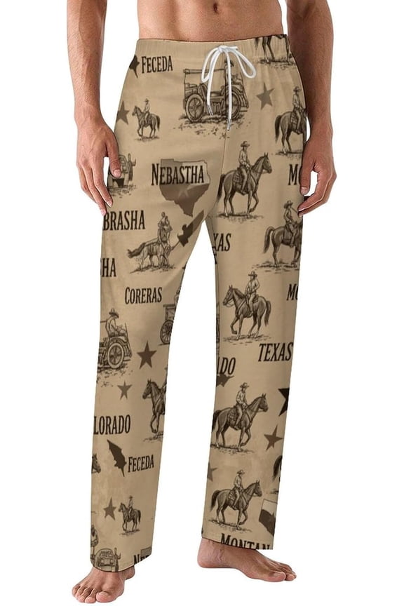 Pajamas Pants For Men Wild West Cowboy Pajama Bottoms Sleepwear Pj Pants