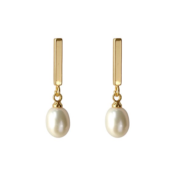 PRIYAL Pearl Earrings for Women, Dainty 14K Gold Plated 925 Sterling Silver Drop Quality Handpicked Freshwater Cultured Round Pearls Dangle Earrings Wedding Jewelry for Women Gifts
