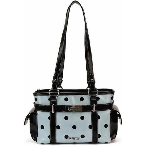 KKLDOGS Polka Dot Shoulder Bag for Women Polkadot Hobo Tote Purse | Multi Pocket Shoulder Purse Trendy Belt Design Handbag