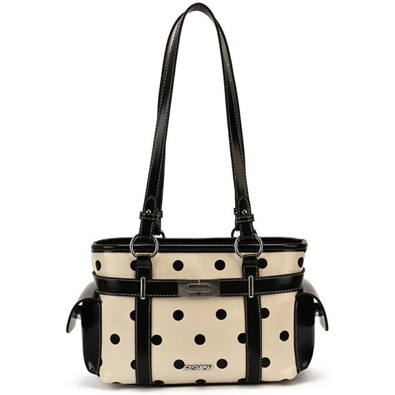 KKLDOGS Polka Dot Shoulder Bag for Women Polkadot Hobo Tote Purse | Multi Pocket Shoulder Purse Trendy Belt Design Handbag