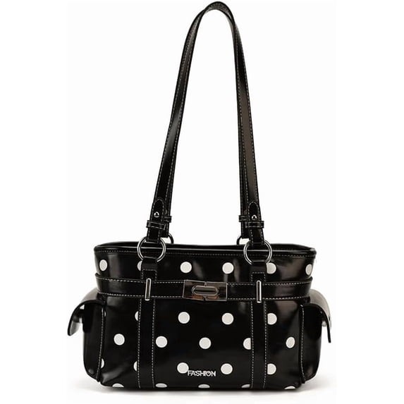KKLDOGS Polka Dot Shoulder Bag for Women Polkadot Hobo Tote Purse | Multi Pocket Shoulder Purse Trendy Belt Design Handbag