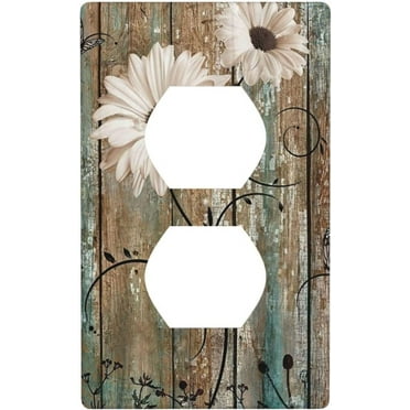 PRIYAL Rustic Daisy Flower Decorative Light Switch Cover Rocker Switch Plate 1 Gang Wall Plate Single Decorator Outlet Cover Accessories, 4.50 x 2.76 Inch