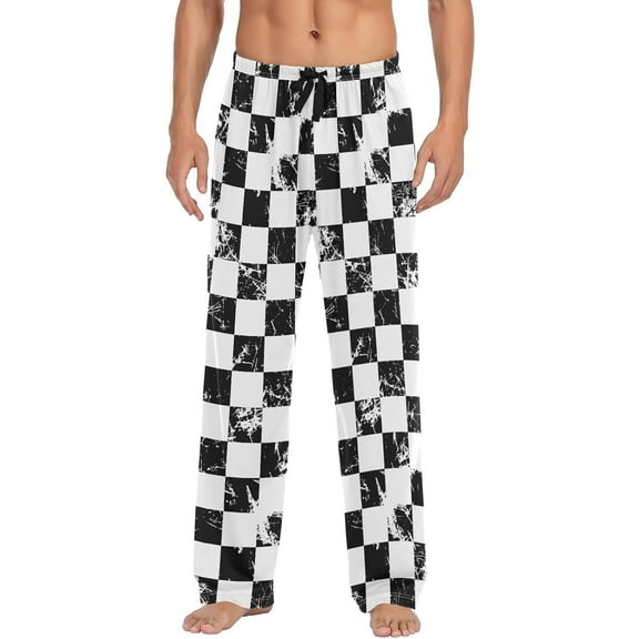 PRIYAL Squares Plaid Pajama Pants Checkered Men's Pajama Bottoms Lounge Sleepwear PJs Sleep Pants S
