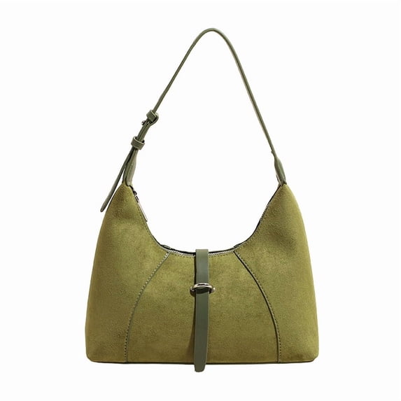 KKLDOGS Suede Hobo Shoulder Bag, Adjustable Crossbody Tote, Retro Zipper Top Handbag for Daily Commute Travel