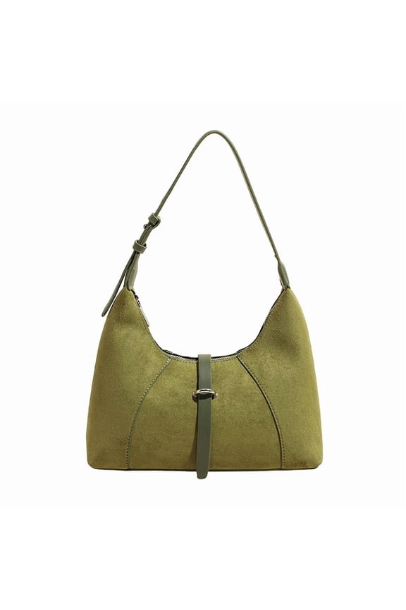 PRIYAL Suede Hobo Shoulder Bag, Adjustable Crossbody Tote, Retro Zipper Top Handbag for Daily Commute Travel