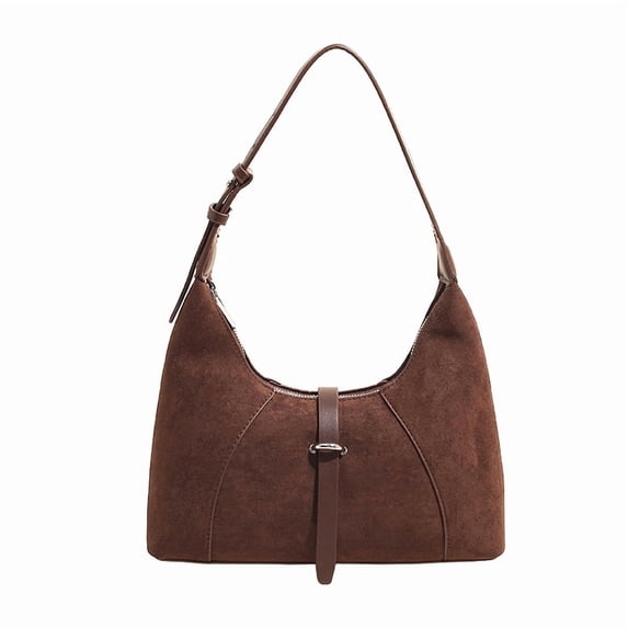 PRIYAL Suede Hobo Shoulder Bag, Adjustable Crossbody Tote, Retro Zipper Top Handbag for Daily Commute Travel