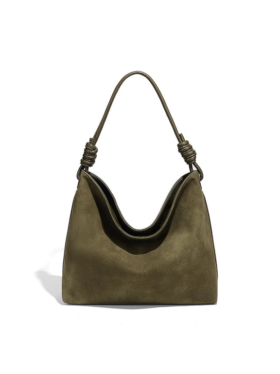 PRIYAL Suede Purses Bag for Women, Top Handle Shoulder Bag Vegan Leather Hobo Bag Travel Tote Bag Satchel for Work