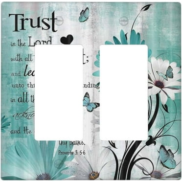 PRIYAL Teal Daisy Bible Quote Double Rocker Light Switch Plate Cover Wall Plate Decorative Switchplate Electrical Faceplate for Bedroom Bathroom Livingroom Decor