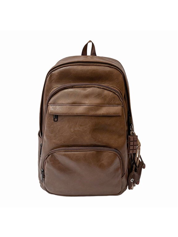 PRIYAL Unisex PU Leather Computer Laptop Bag 15.6 inch Backpack Shoulder Bags Travel Hiking Rucksack Casual Daypack