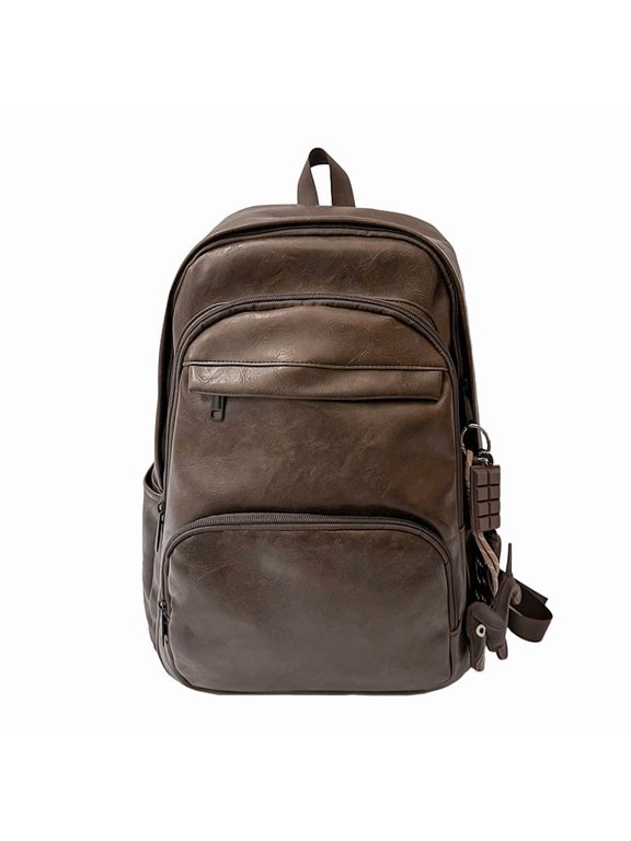 PRIYAL Unisex PU Leather Computer Laptop Bag 15.6 inch Backpack Shoulder Bags Travel Hiking Rucksack Casual Daypack
