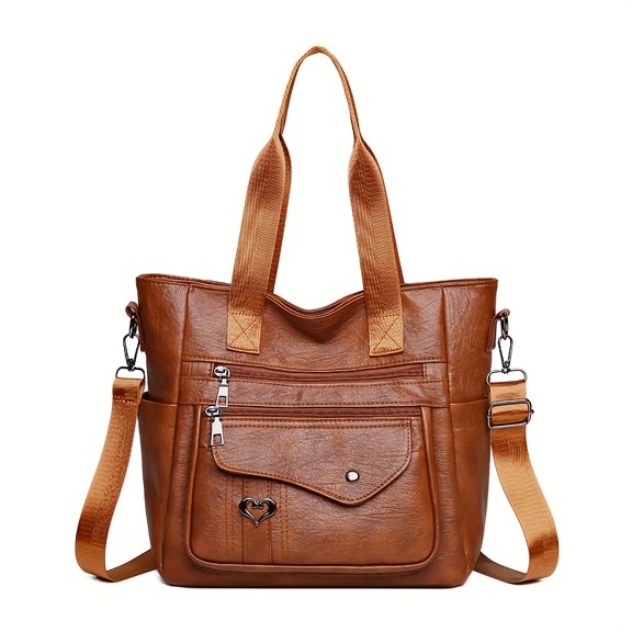 PRIYAL Vintage Solid Color Versatile Women's Large Capacity Handbag Casual Versatile Shoulder