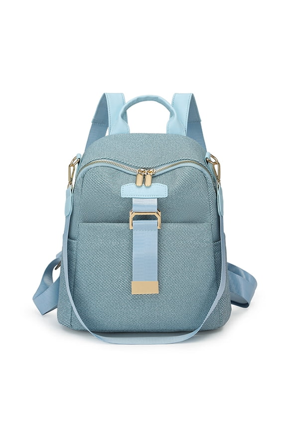 Vintage Textured Small Backpack - Women's Mini PU Leather Rucksack with Buckle Flap, Gold-Tone Hardware, Adjustable Straps for Daily Casual Travel