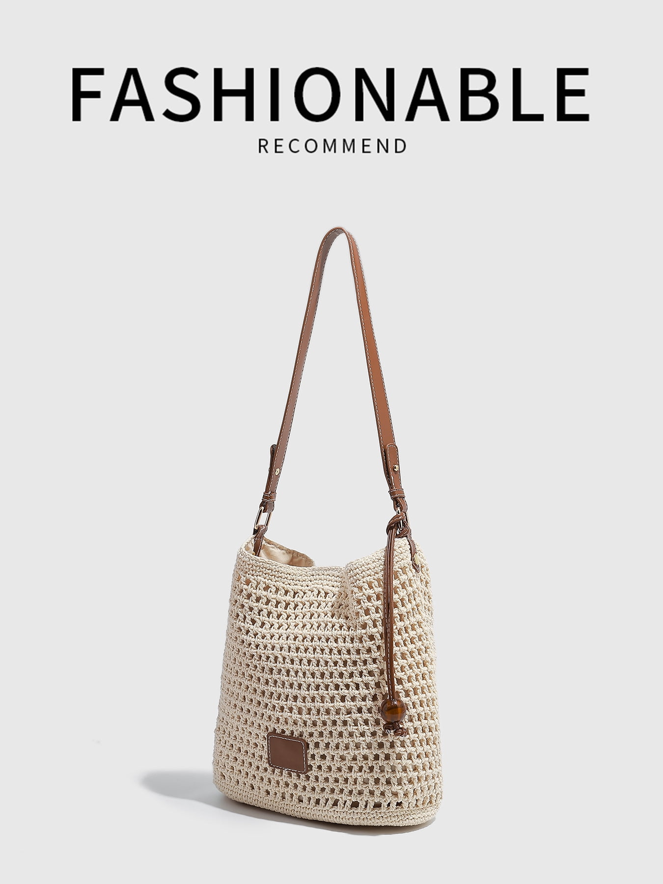 PRIYAL Women Small Cotton Crochet String Bag Handwoven Summer Beach Bag Knitted Vacation Beach Shoulder Bag Purse Handbag