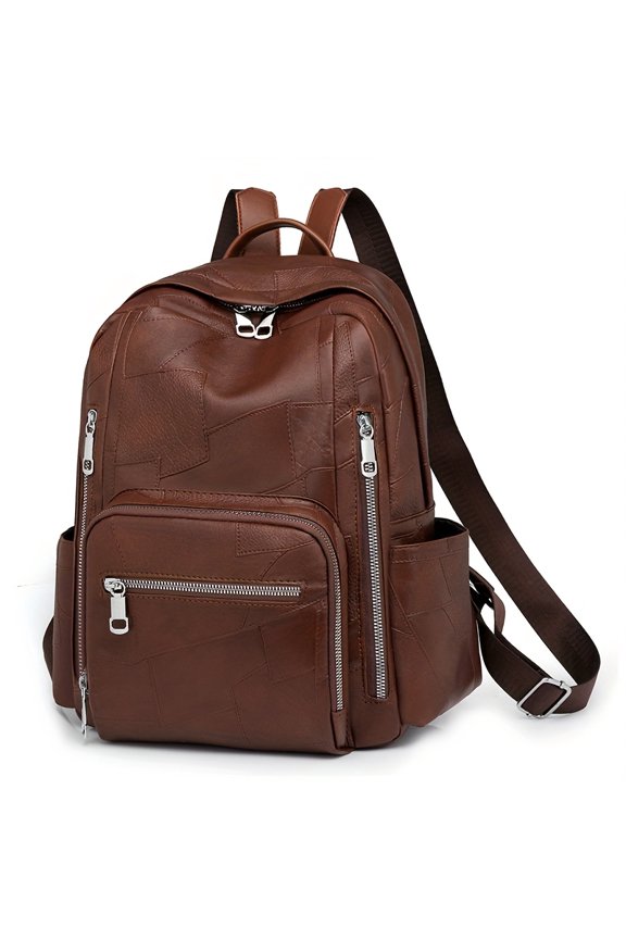 Women's Large Capacity Backpack Professional Everyday Bag with Adjustable Shoulder Straps, Zipper Closure Compartments Durable Synthetic Backpack for Work, Travel, Commute