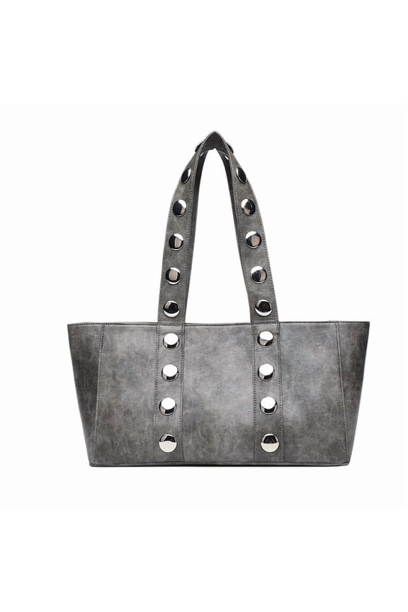 Women's Rivet Studded Hobo Handbags PU Leather Y2K Punk Shoulder Bags
