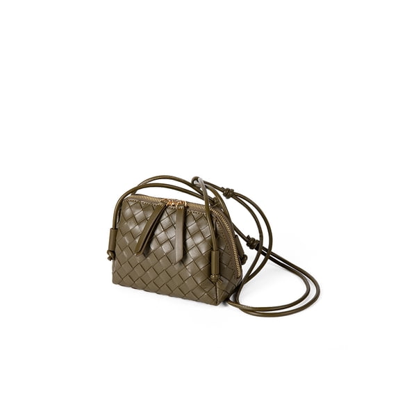 KKLDOGS Woven Crossbody Bags for Women PU Leather Handwoven Shoulder Bag Mini Satchel Purses with Adjustable Strap