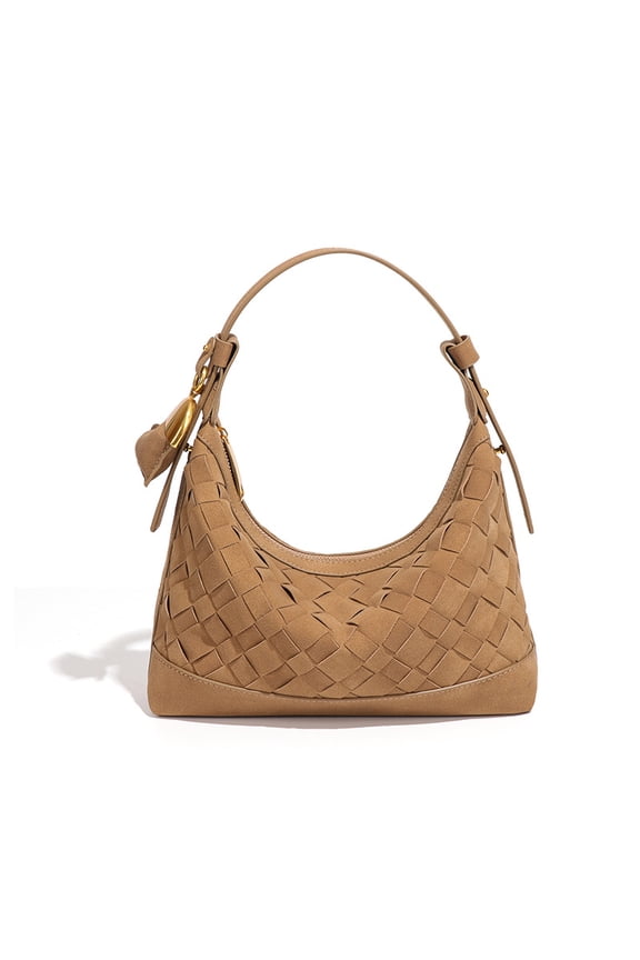Woven Purse for Women Suede Leather Shoulder Bag Vegan Tote Bags Suede Hobo Handbag