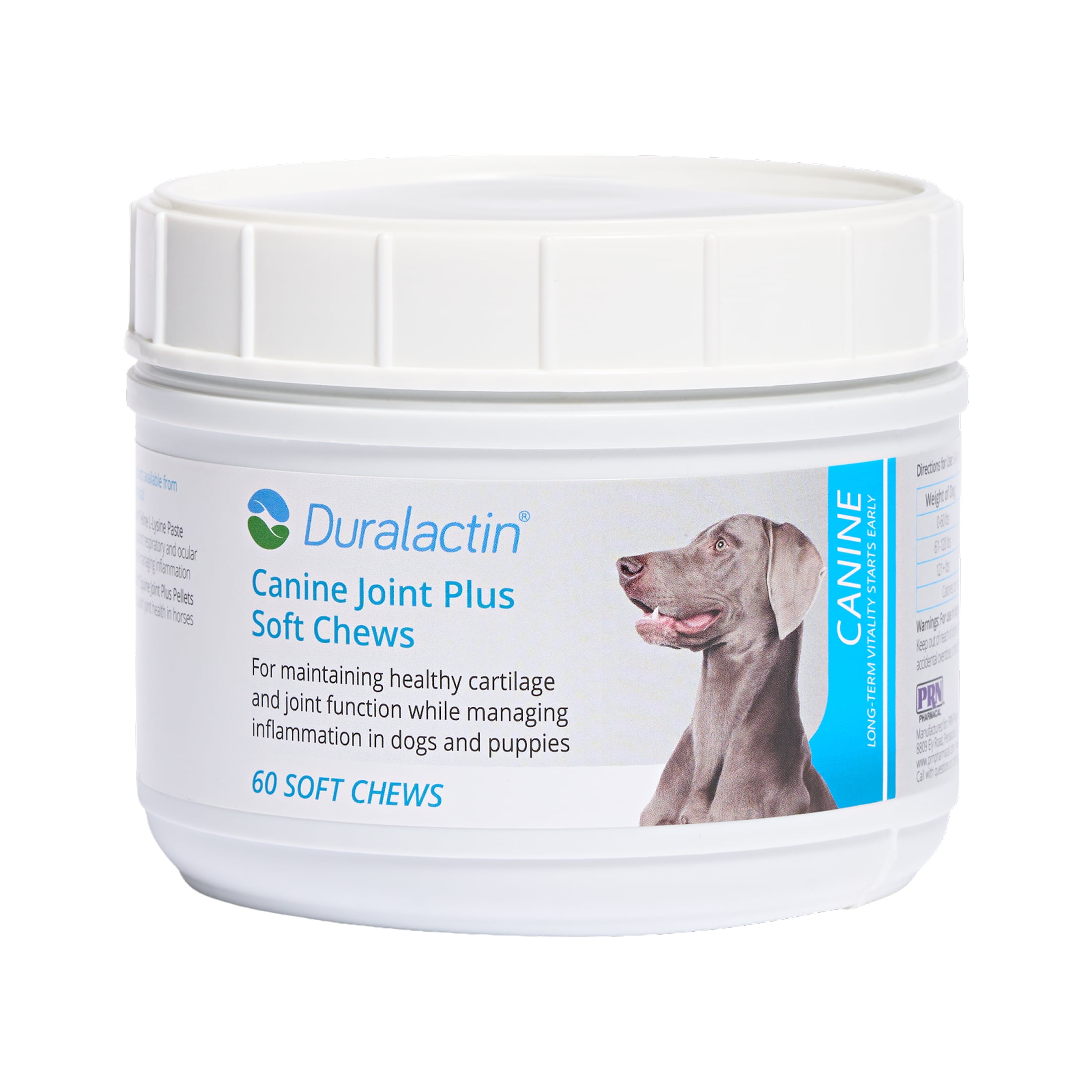 PRN Pharmacal Duralactin Canine Joint Plus - Joint Health Supplement for Dogs & Puppies to Support Healthy Cartilage Levels & Joint Function while Helping Manage Soreness - 60 Soft Chews