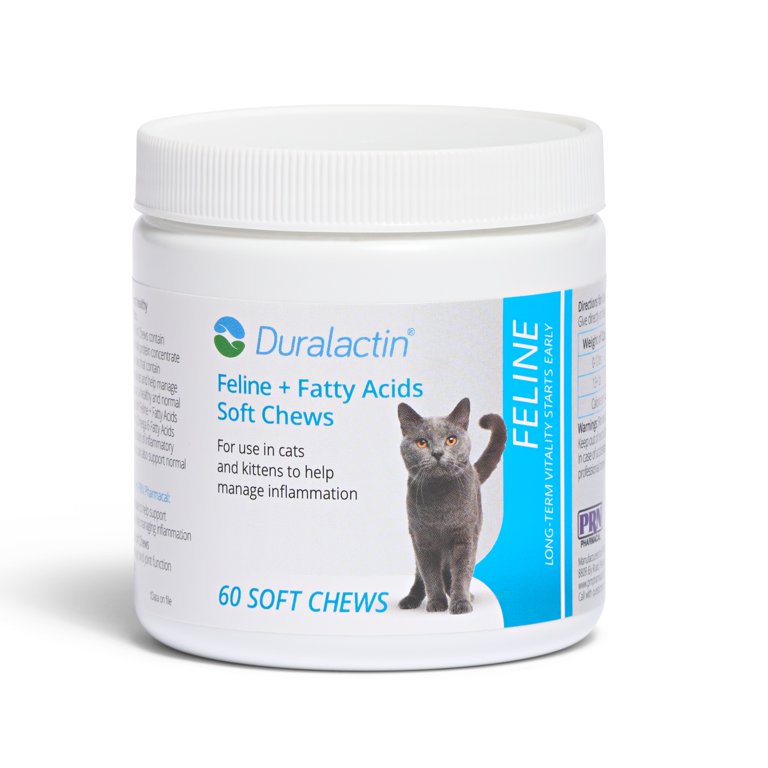 PRN Pharmacal Duralactin Feline Fatty Acid Soft Chews Joint Health Supplement for Cats and Kittens to Help Manage Inflammation Flavored