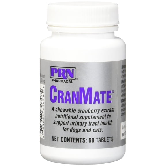 PRN Pharmacal CranMate Cranberry Supplement - Chewable Cranberry Extract Nutritional Supplements for Dogs & Cats - Cranberry Urinary Tract Health - 60 Chew Tabs