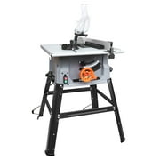 PRO 10 Inch 15A Multifunctional Table Saw ,Portable Table Saw with Stand & Safety Switch Push Stick, 90° Cross Cut & 0-45° Bevel Cut, Cutting Speed Up to 5000RPM, DIY Table Saw for Woodworking