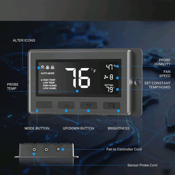 PRO 4 Inch Inline Duct Fan - 212 CFM with Quiet EC Motor & Temperature Humidity Smart Controller, Ventilation Exhaust Fan for Heating Cooling, Grow Tents, Hydroponics (White&Black)$$Garden & Patio