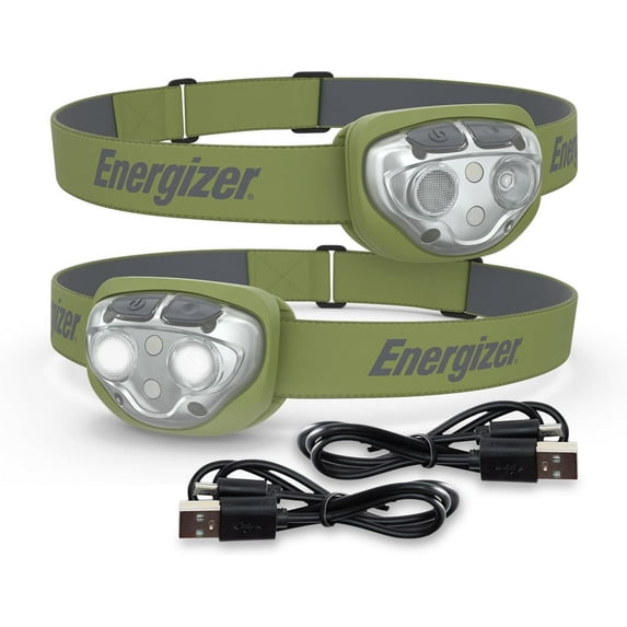 PRO-400 Headlamp Rechargeable (2-Pack), IPX4 Water Resistant Rechargeable Headlamp, Ultra Bright Multiple Light Modes Head Lamp, Camping, Running, Outdoors, Emergency Light, USB Included