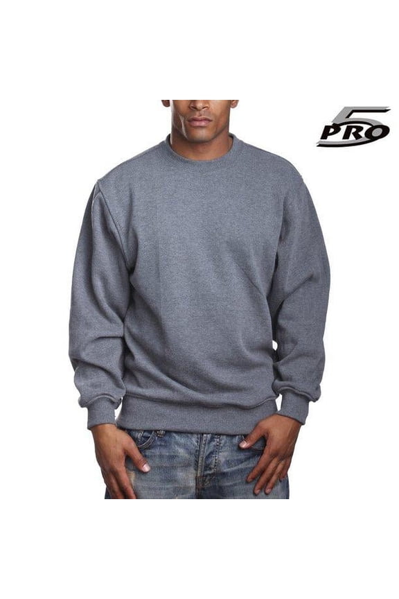 Men's Heavy Weight Fleece Crew neck Pullover Sweater S to 5XL - Dark Grey