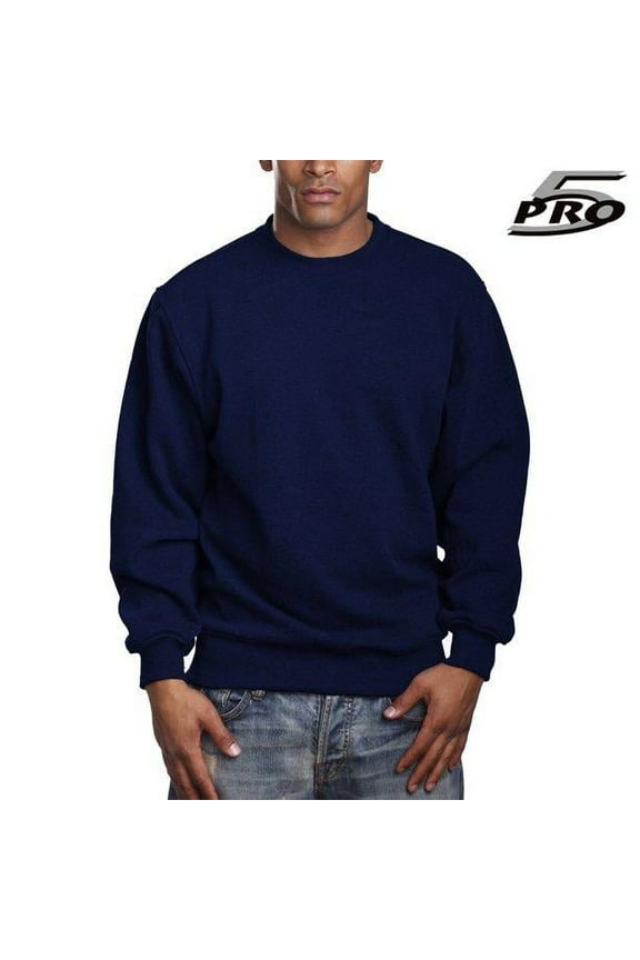Men's Heavy Weight Fleece Crew neck Pullover Sweater S to 5XL - Navy