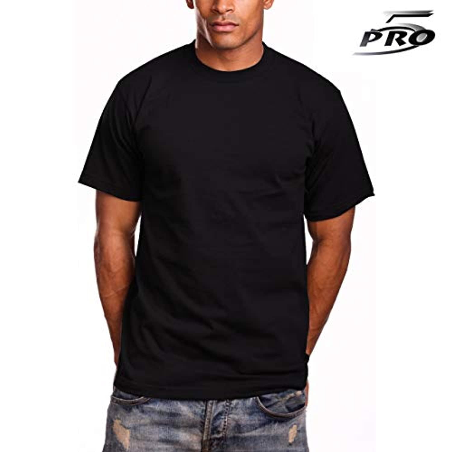 Akkumulerede Skur Fælles valg PRO 5 Men's Super Heavy Cotton T-Shirt Black 3Pack - Walmart.com