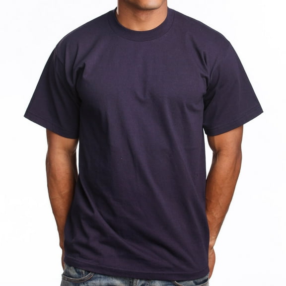 PRO 5 Super Heavy Men's Short Sleeve Crew Neck T-Shirt - Navy Blue - Medium