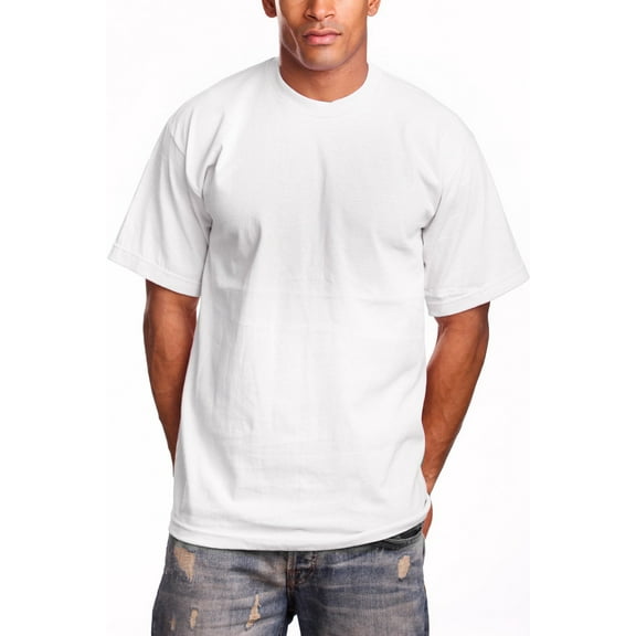 PRO 5 Super Heavy Men's Short Sleeve Crew Neck T-Shirt - White - Large