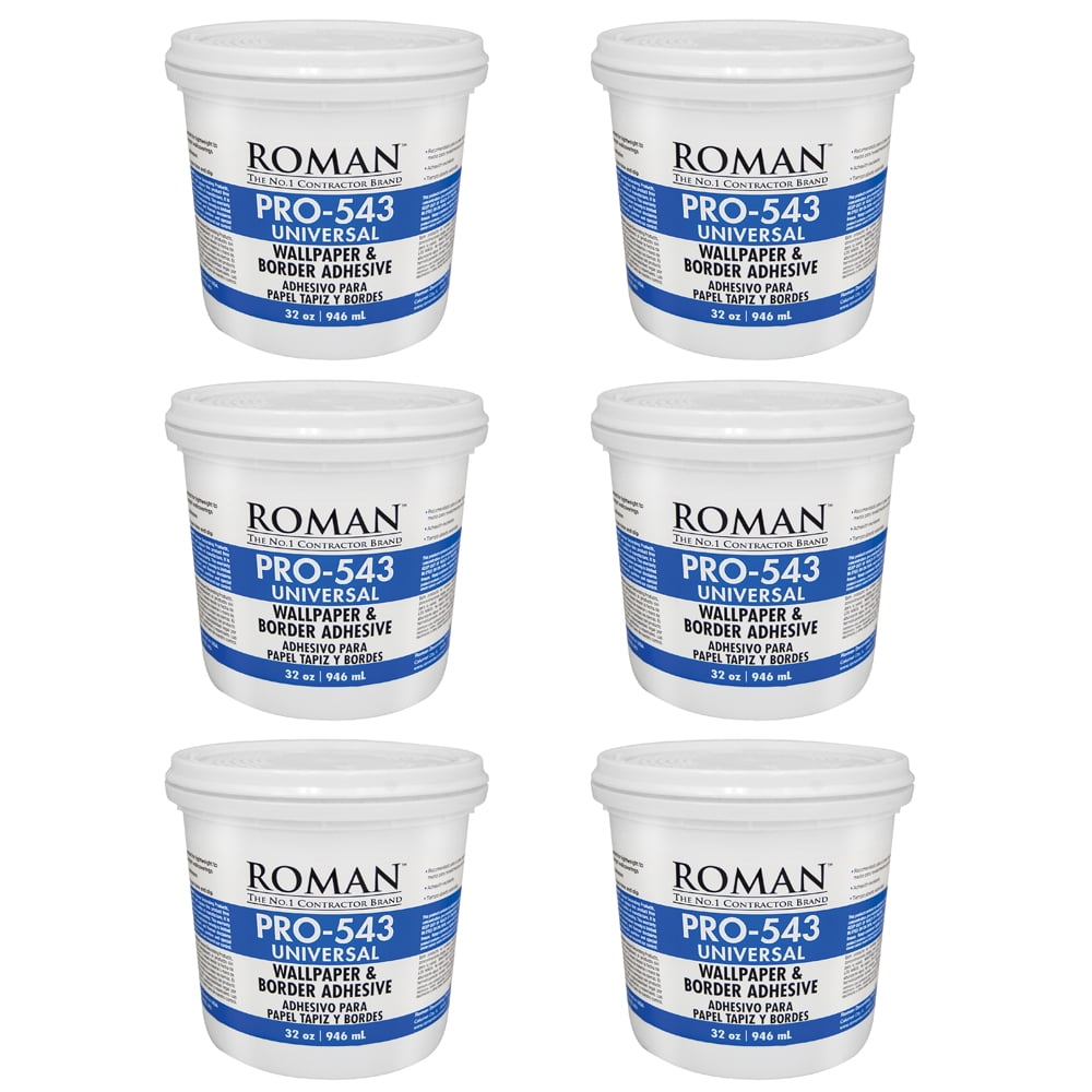 ROMAN Products Universal Wallpaper Paste for Lightweight Wallpapers and  Borders, PRO-543 (32 Ounce - 65 sq. ft.), White