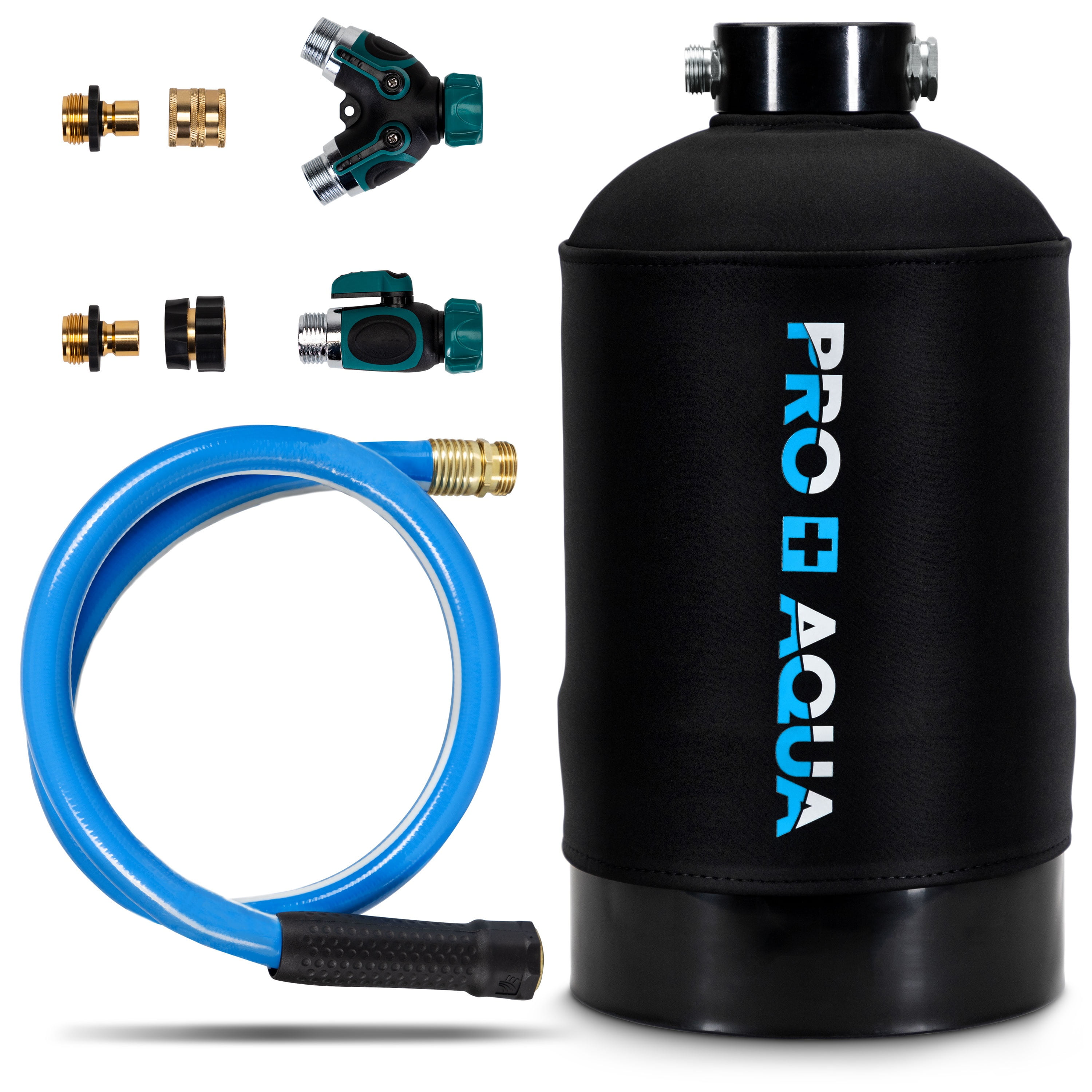 RV Water Filter Store Essential RV Water Softener Portable 16000 Grain W 4ft Hose 3/4' Fittings 2x Sets of Quick Connects 1x Sani System Softens Hard