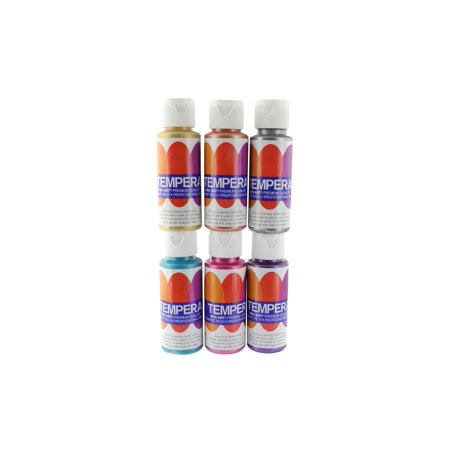 PRO ART Liquid Tempera Paint, Metallic/Pearlescent 2 fl. oz. -6 Color Pack