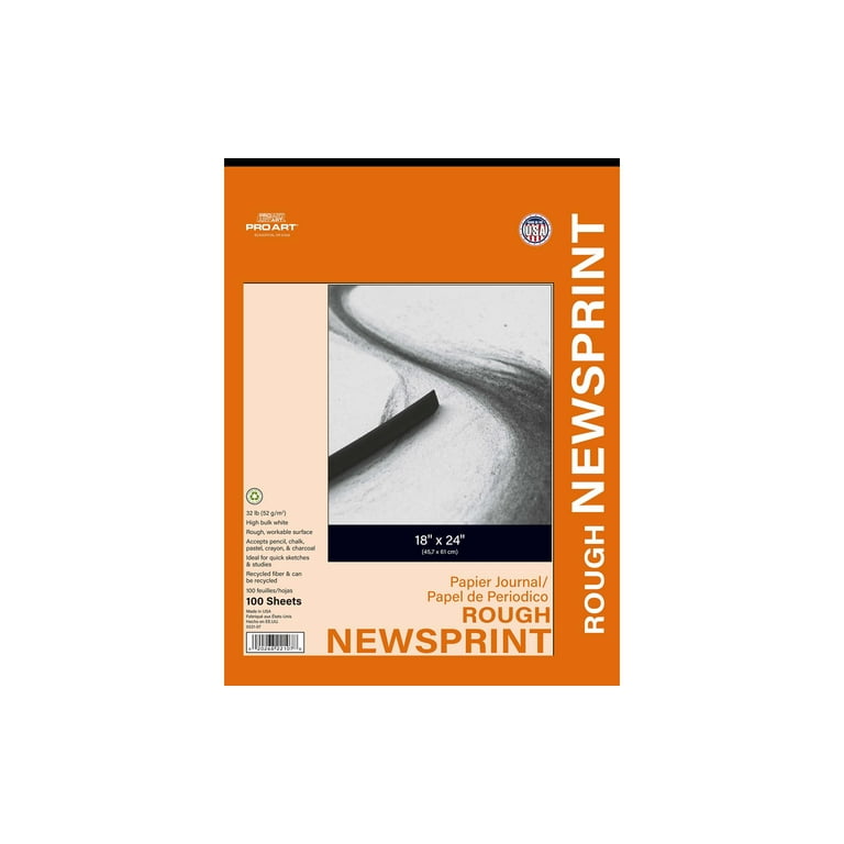PRO ART Newsprint Paper Drawing Pad & Sketch Pad, 18x24, 100 Sheet Tape  Bound Newsprint Pad, Natural Color Newspaper Sketchbook, High Bulk Smooth